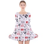 Music Is My Life Long Sleeve Velvet Skater Dress