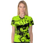 Music Is Life V-Neck Sport Mesh Tee