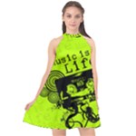 Music Is Life Halter Neckline Chiffon Dress 