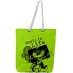 Music Is Life Full Print Rope Handle Tote (Large)