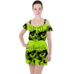 Music Is Life Ruffle Cut Out Chiffon Playsuit