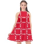 canadian maple leaves  Halter Neckline Chiffon Dress 