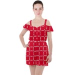 canadian maple leaves  Ruffle Cut Out Chiffon Playsuit
