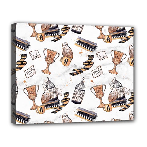 Hufflepuff Pattern Canvas 14  x 11  (Stretched) from ArtsNow.com
