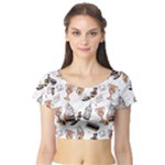 Hufflepuff Pattern Short Sleeve Crop Top