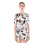 Hufflepuff Pattern Shoulder Cutout One Piece Dress