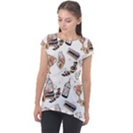 Hufflepuff Pattern Cap Sleeve High Low Top