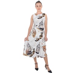 Midi Tie-Back Chiffon Dress 