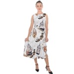 Hufflepuff Pattern Midi Tie-Back Chiffon Dress