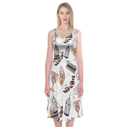 Hufflepuff Pattern Midi Sleeveless Dress from ArtsNow.com