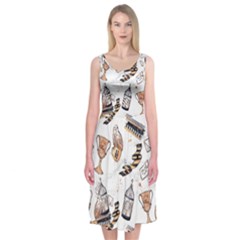Hufflepuff Pattern Midi Sleeveless Dress from ArtsNow.com