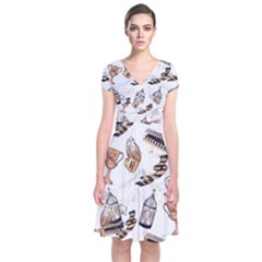 Short Sleeve Front Wrap Dress 