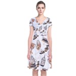 Hufflepuff Pattern Short Sleeve Front Wrap Dress