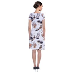 Short Sleeve Front Wrap Dress 