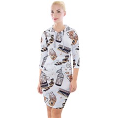 Quarter Sleeve Hood Bodycon Dress 