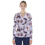 Hufflepuff Pattern V-Neck Long Sleeve Top