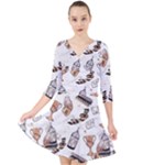 Hufflepuff Pattern Quarter Sleeve Front Wrap Dress