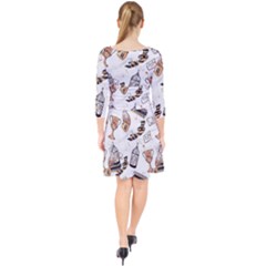 Quarter Sleeve Front Wrap Dress 