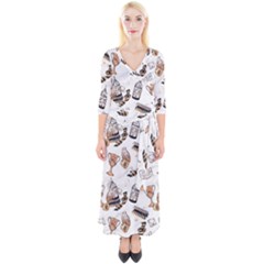 Quarter Sleeve Wrap Maxi Dress 