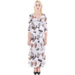 Hufflepuff Pattern Quarter Sleeve Wrap Maxi Dress