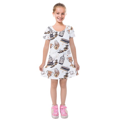 Hufflepuff Pattern Kids  Short Sleeve Velvet Dress from ArtsNow.com