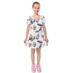Hufflepuff Pattern Kids  Short Sleeve Velvet Dress from ArtsNow.com