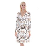 Hufflepuff Pattern Long Sleeve Velvet Front Wrap Dress