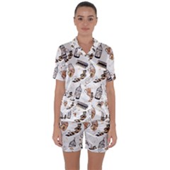 Satin Short Sleeve Pajamas Set 
