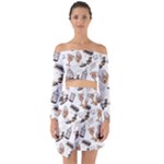 Hufflepuff Pattern Off Shoulder Top with Skirt Set