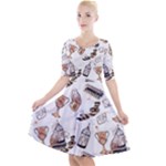 Hufflepuff Pattern Quarter Sleeve A-Line Dress
