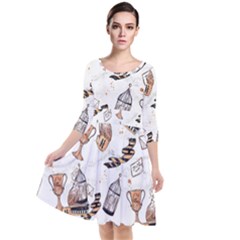 Quarter Sleeve Waist Band Dress 