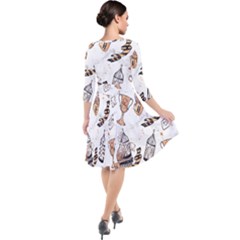 Quarter Sleeve Waist Band Dress 