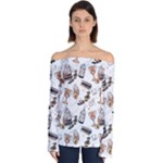 Hufflepuff Pattern Off Shoulder Long Sleeve Top