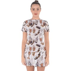 Drop Hem Mini Chiffon Dress 
