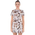 Hufflepuff Pattern Drop Hem Mini Chiffon Dress
