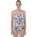 Hufflepuff Pattern Twist Front Tankini Set