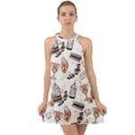 Hufflepuff Pattern Halter Tie Back Chiffon Dress