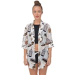 Hufflepuff Pattern Open Front Chiffon Kimono