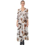 Hufflepuff Pattern Button Up Boho Maxi Dress