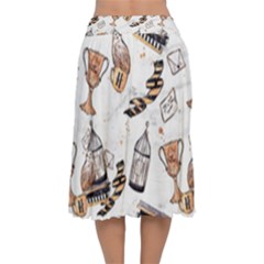 Velvet Flared Midi Skirt 