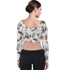 Velvet Long Sleeve Crop Top 