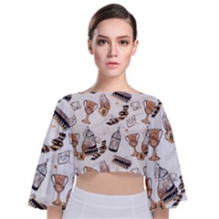 Tie Back Butterfly Sleeve Chiffon Top 