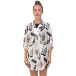 Hufflepuff Pattern Half Sleeve Chiffon Kimono