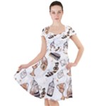 Hufflepuff Pattern Cap Sleeve Midi Dress