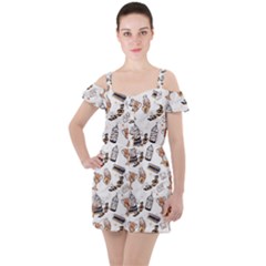 Ruffle Cut Out Chiffon Playsuit 