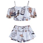 Hufflepuff Pattern Kids  Off Shoulder Skirt Bikini