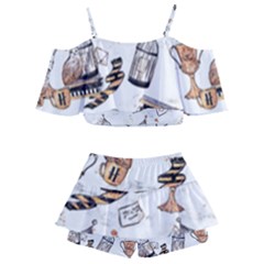 Kids  Off Shoulder Skirt Bikini 