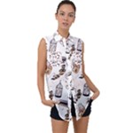 Hufflepuff Pattern Sleeveless Chiffon Button Shirt
