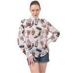 Hufflepuff Pattern High Neck Long Sleeve Chiffon Top