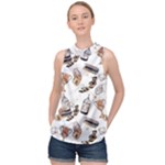 Hufflepuff Pattern High Neck Satin Top